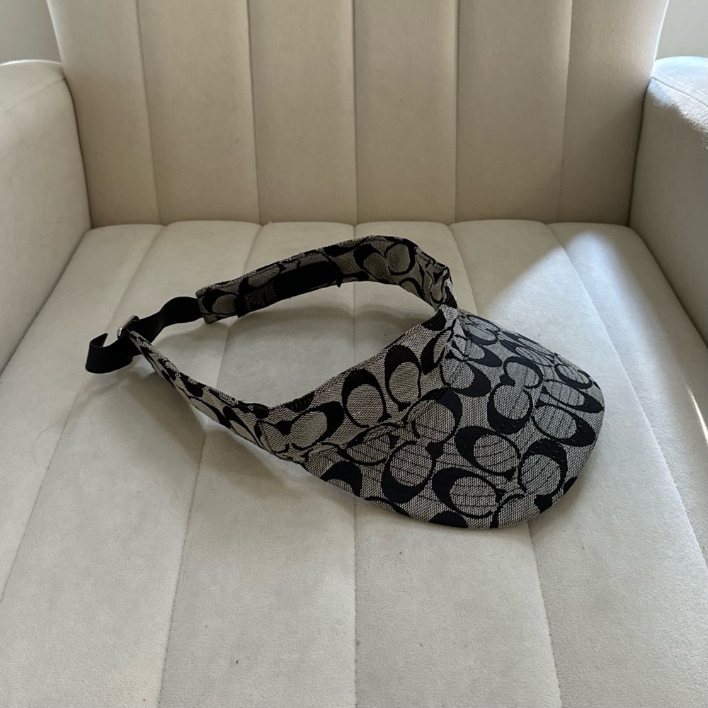 Coach Monogram Black and Grey Visor, Size M/L